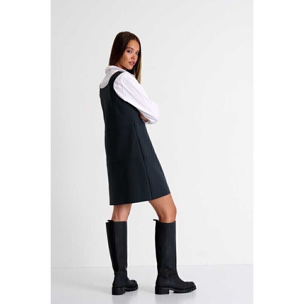 Shan Sofia Sheath Mini Dress Square Neck Anthracite Black 3D Jersey NWT Size 10 - Picture 2 of 16